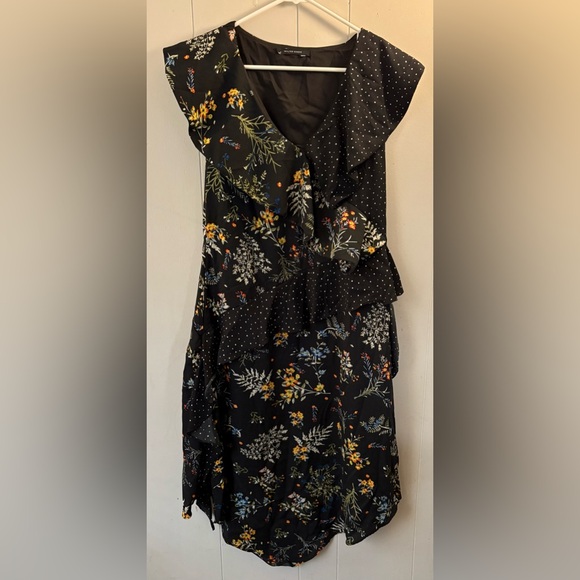 Anthropologie Walter Baker Emi ruffled printed crepe de chine v neck midi size 4 - Picture 1 of 6